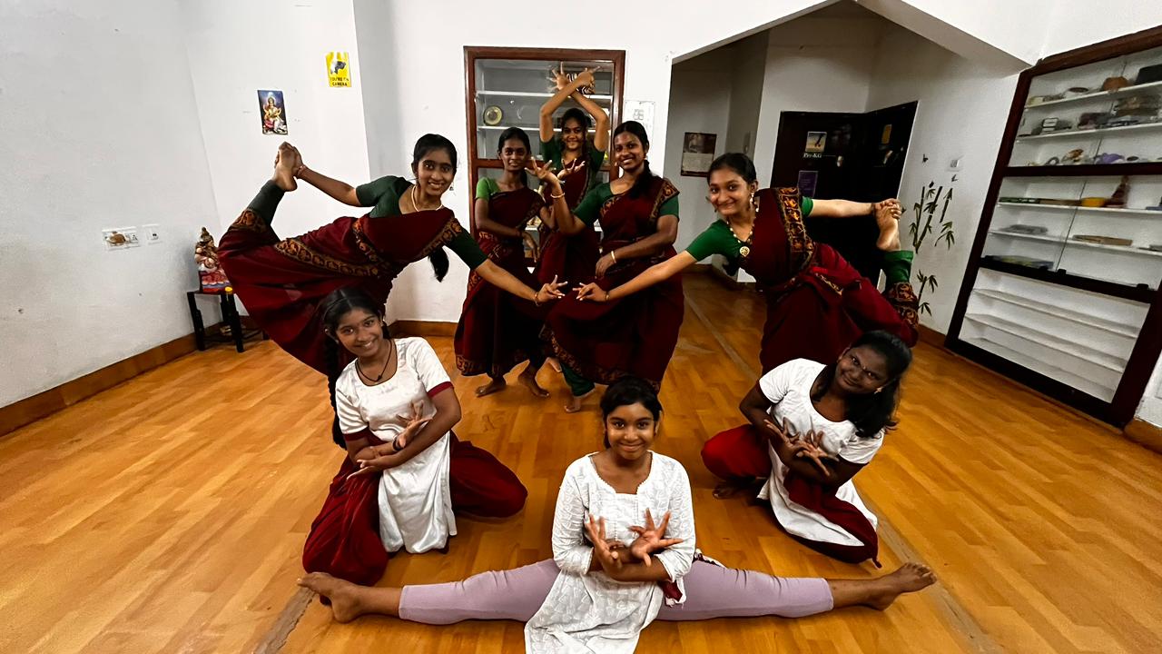 Bharatanatyam student on stage